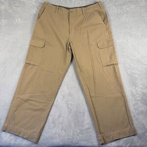 Vintage 90's Bugle Boy Mens Khaki Cotton Twill Cargo Pants Straight Leg 40x32